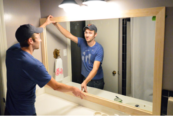 Framing a bathroom mirror